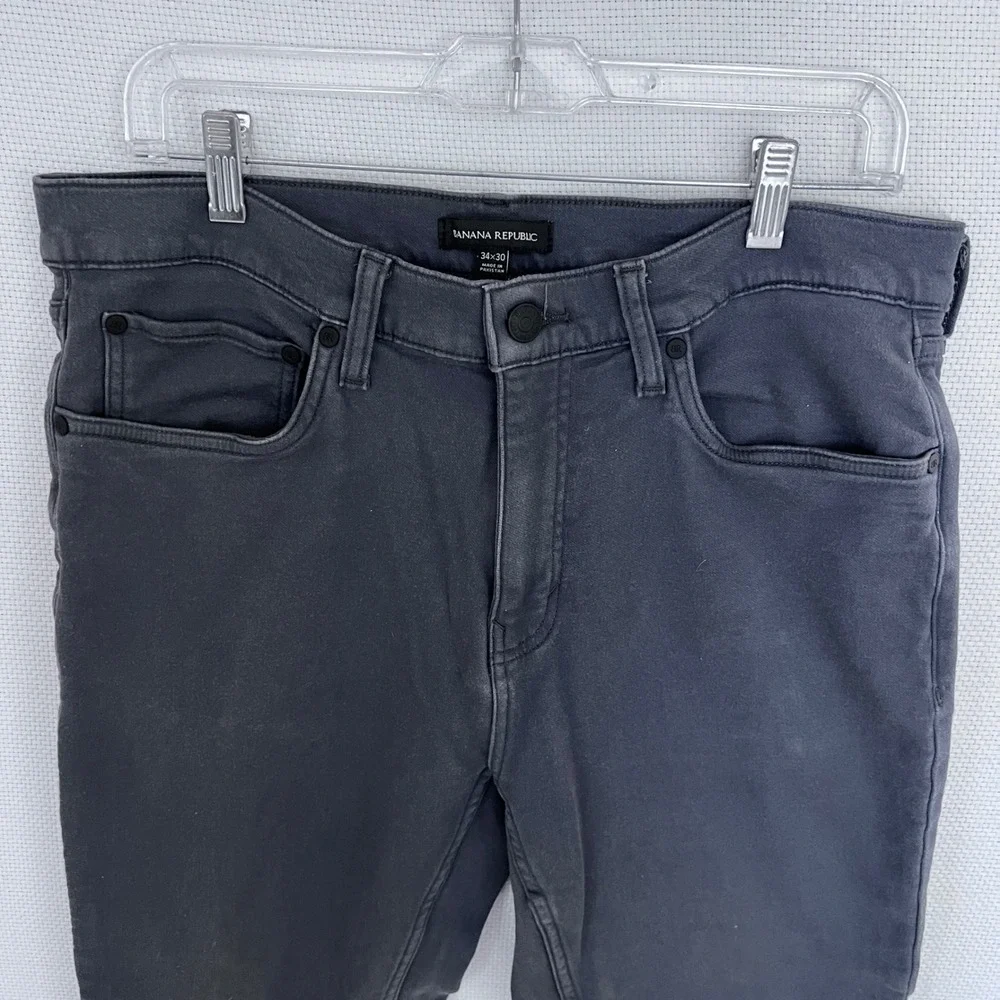Banana Republic Mens 34x30 Charcoal Gray Stretch Cotton Five Pocket Pants